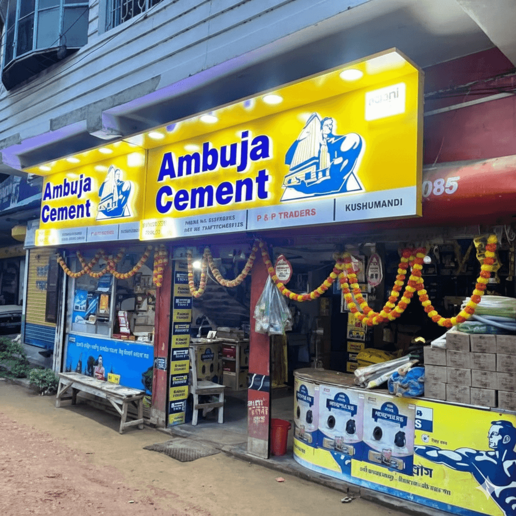 ACP and LED signage for Ambuja Cement fabricated by AD JEET